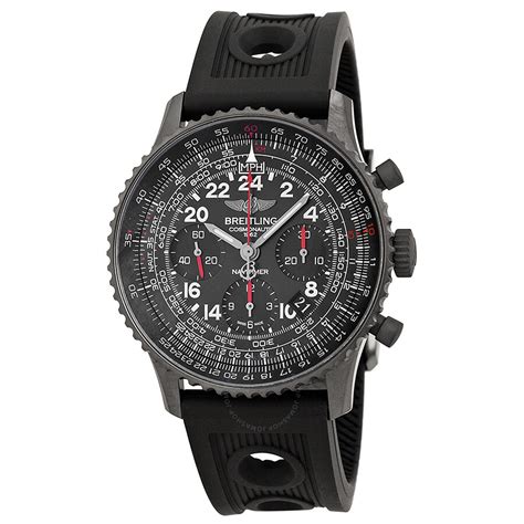 Breitling Navitimer Cosmonaute Black Dial Black Rubber Men's 